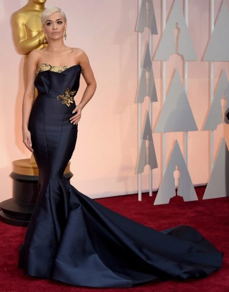 Evening dress from satin mermaid