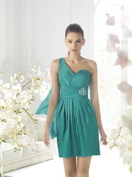 Short turquoise evening dress