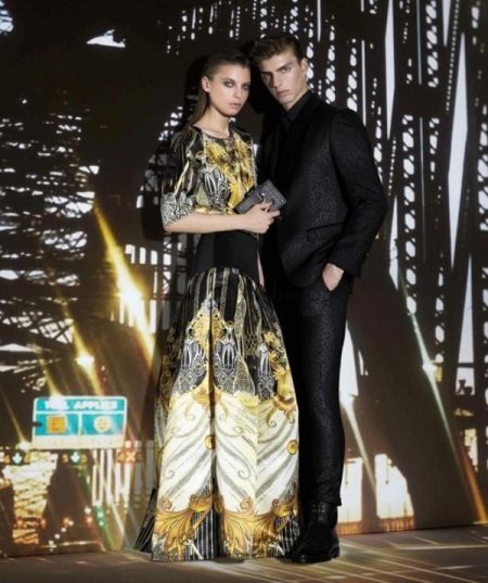 Evening dress on the floor for the New Year