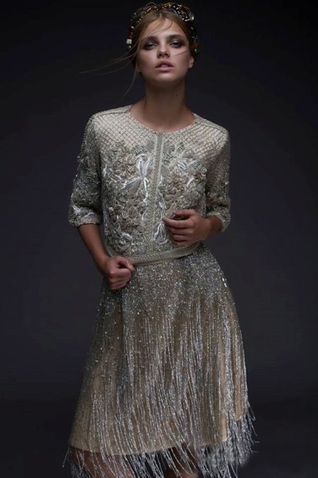 Short evening dress with a fringe for the New Year