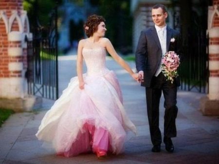 Wedding dress with a color petticoat