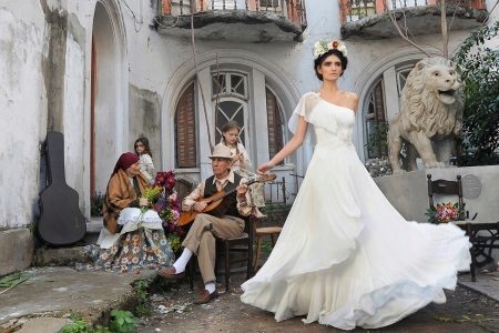A-line wedding dress with petticoats