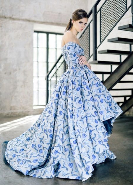 Sexy fluffy evening dress short front long back