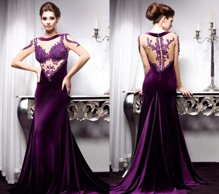 Eggplant Long Velvet Dress