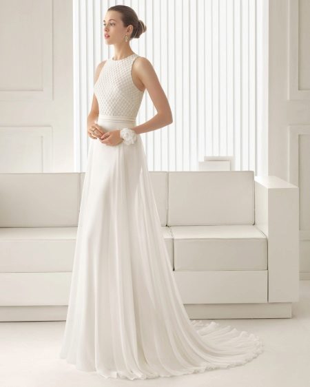 Straight wedding dress with train