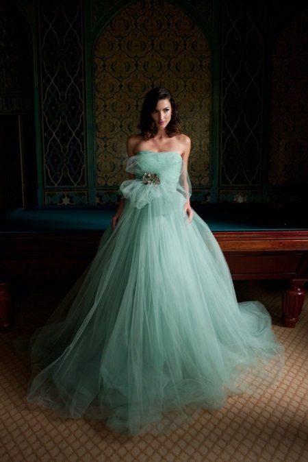 Fluffy light turquoise dress