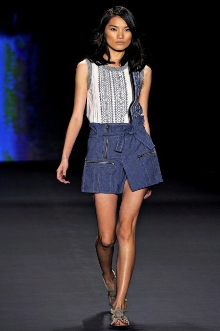 Dress with denim skirt