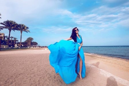 Bright blue dress