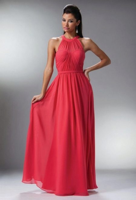 Coral dress with raspberry shade