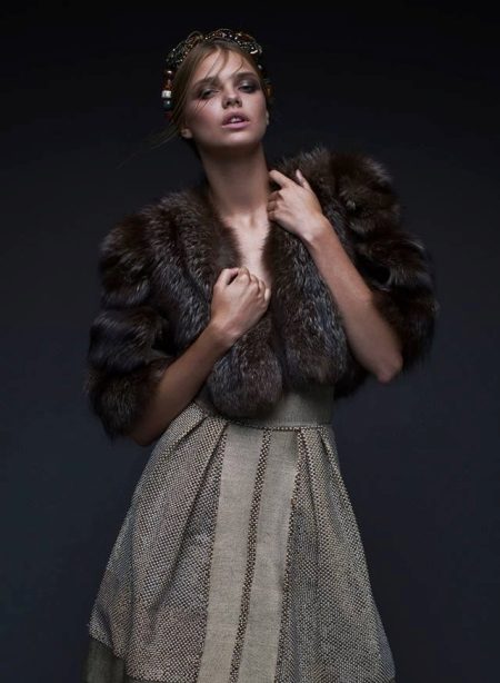 Fur cape for an evening dress
