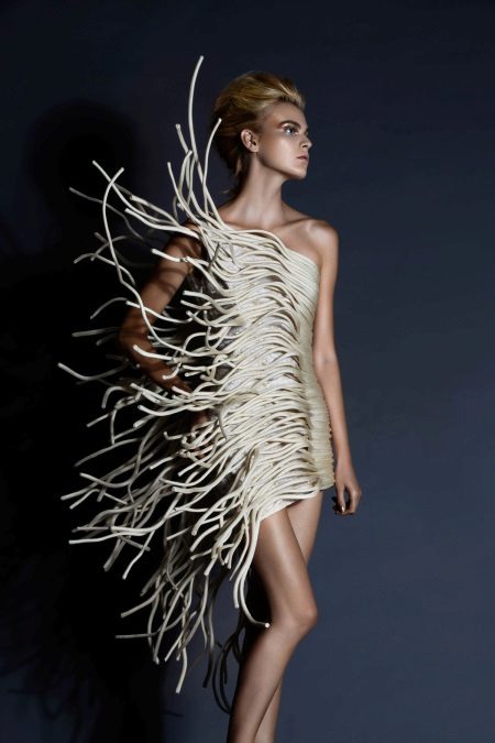 Unusual evening dress from Jean Louis Sabaji short