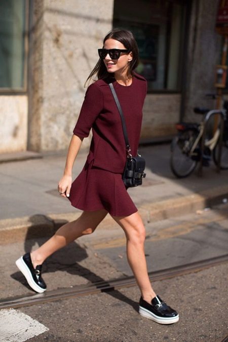 Short dress for every day marsala
