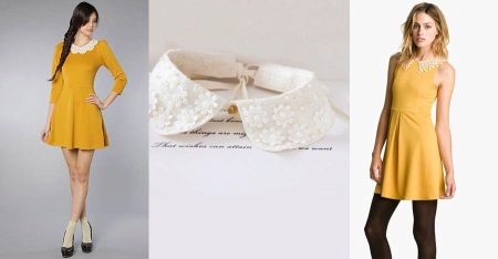 Lace Collar on Mustard Dress