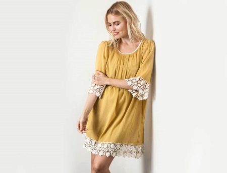 Mustard dress for blondes of muted color