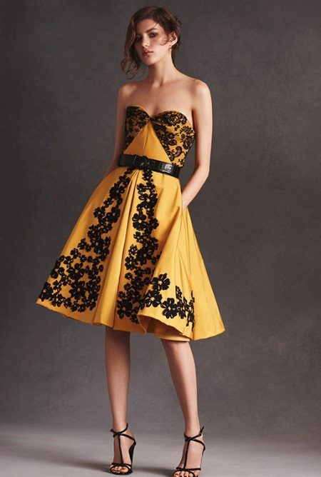 Mustard dress with black