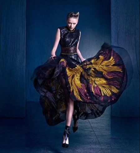 Combining chiffon with leather