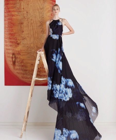 chiffon dress with train