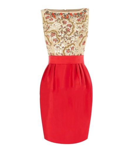 Golden with red dress