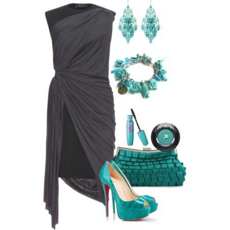 Celadon accessories to gray dress