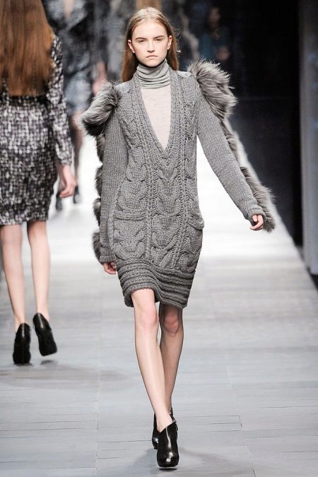 Gray knitted dress