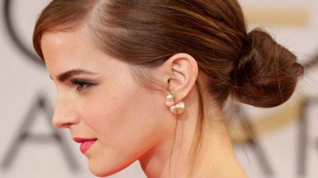 Earrings as studs for a gold dress