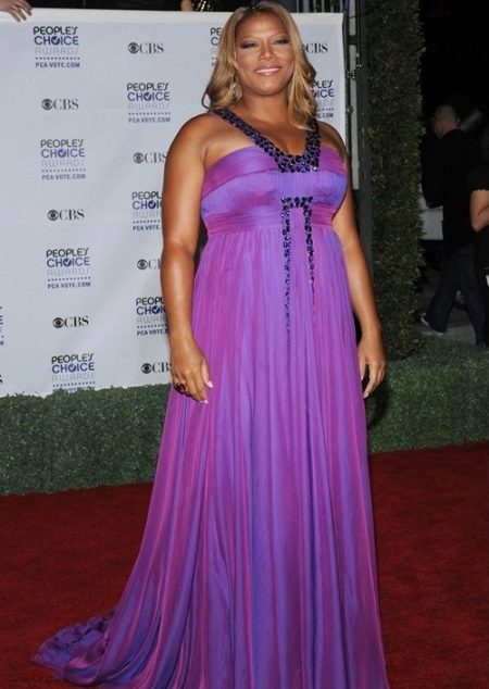 A long dress in a floor of a correct cut hiding figures of obese women