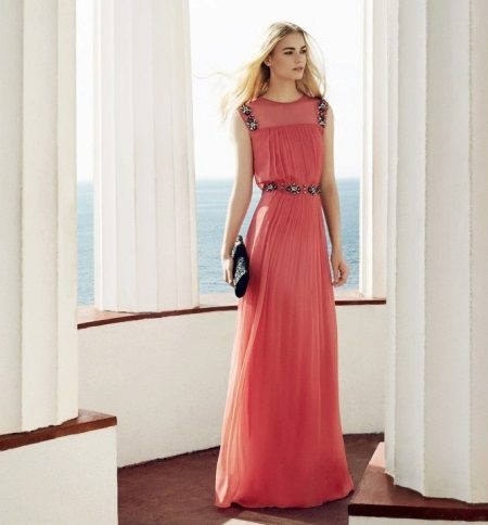 Coral evening dress