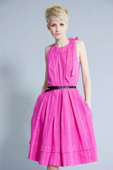 Pink dress with black belt