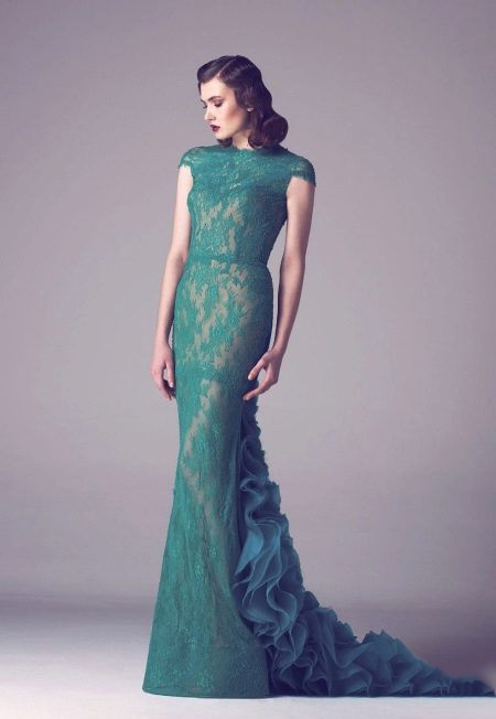  Sea green evening dress