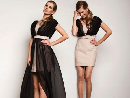 Transforming two-color dress