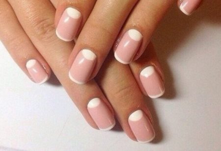 French manicure with a peach dress