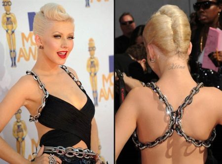 Christina Aguilera's hairstyle in rockabilly style