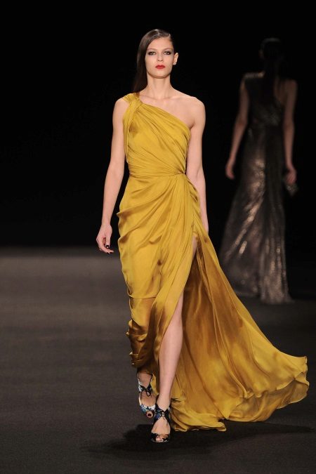 Dress in the Greek style mustard