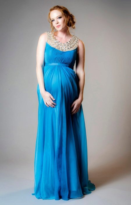 Greek maternity dress blue