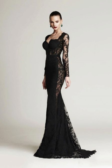 Black dress with transparent inserts