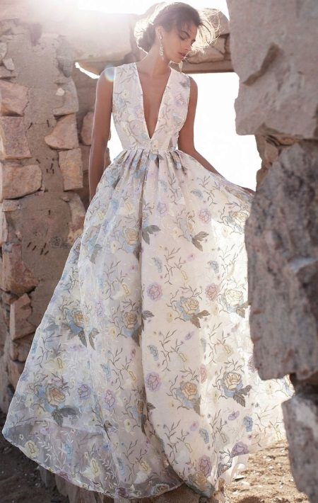 Wedding dress with floral print