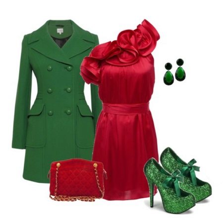 Green accessories for cherry dress