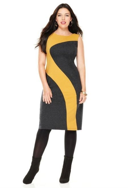 Dress asymmetric black and yellow colors