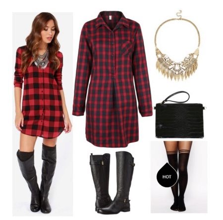 Accessories for checkered dress