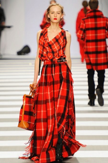 Red and black check dress