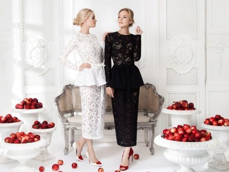 Midi lace dress with basky