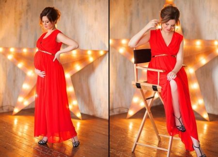 Red dress for photo shoot pregnant
