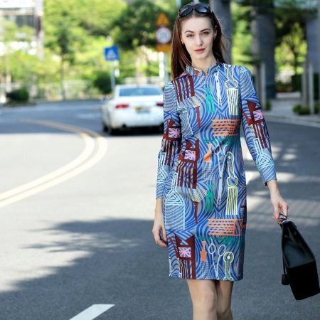 Sheath dress with stand collar