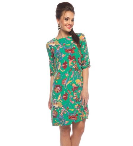 Green Printed Medium Staple Dress