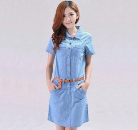 Rivet denim polo dress