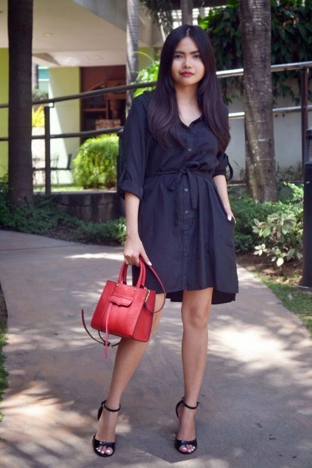 Black loose shirt dress