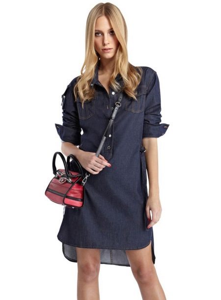 Shirt dress with clutch
