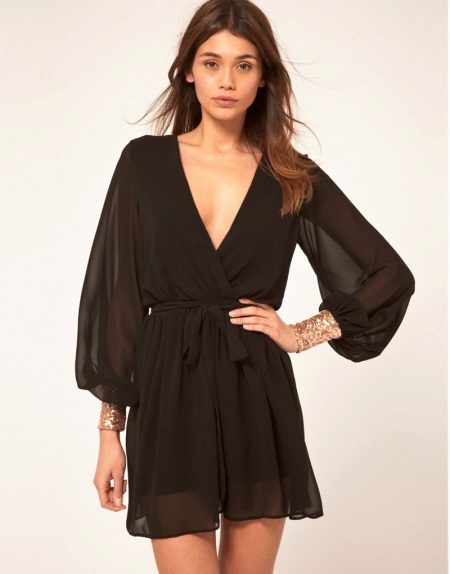Black chiffon wrap dress