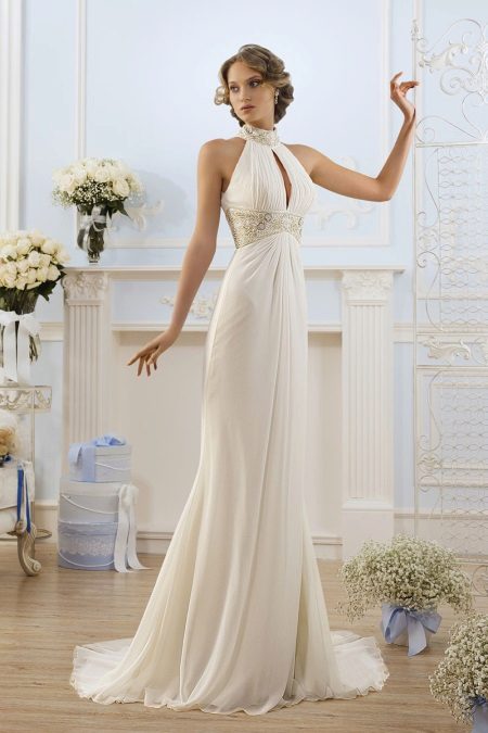 Dress in the Greek style with a train