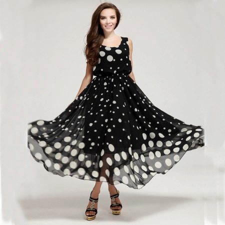 Black and White Polka Dot Dress in Different Sizes